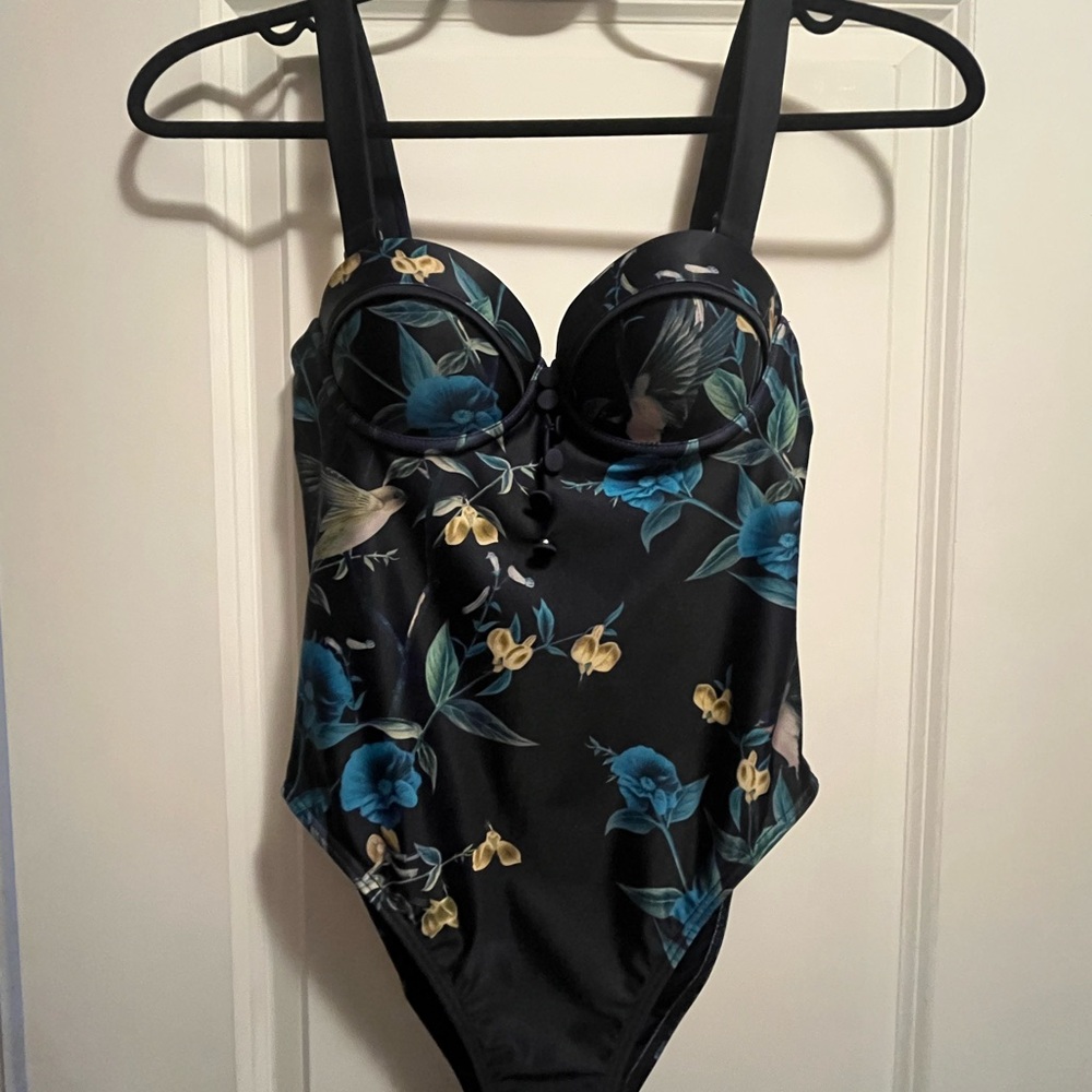 NEW! Ted Baker Blue Floral Swimsuit size xs